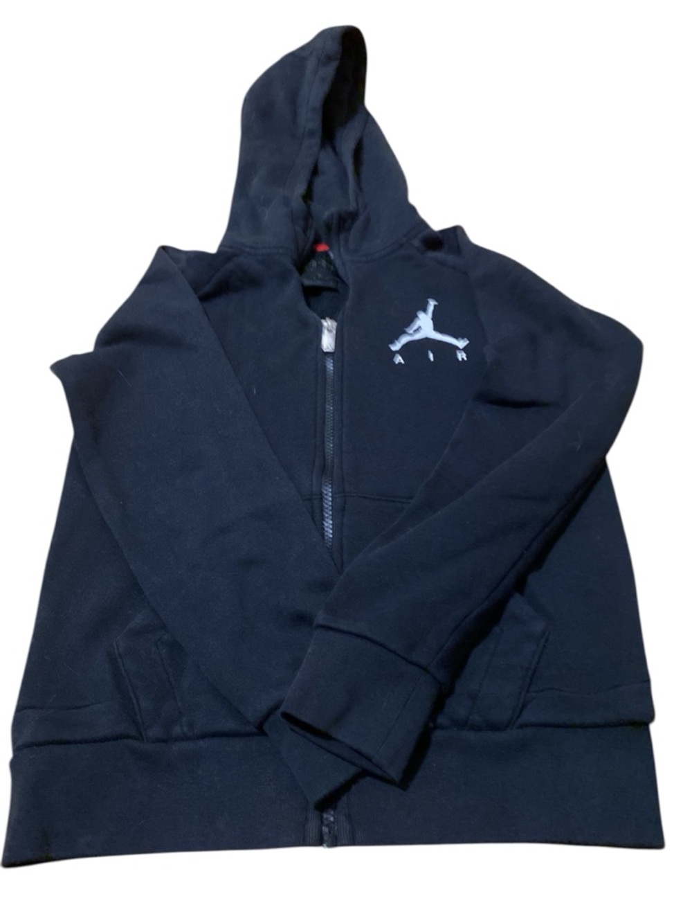 Jordan Black Hoodie with Red Trim and Silver Zipper